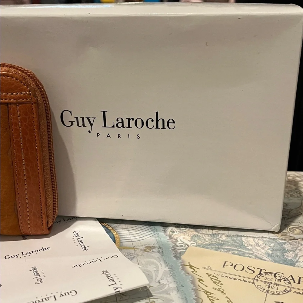 Guy Laroche vintage suede leather long zipper wallet